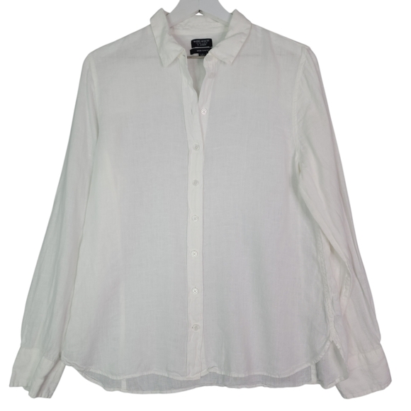 J. Crew Baird McNutt Irish Linen Wren Slim Fit White Button-Up Shirt - Picture 2 of 10